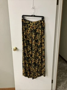 Free People Floral Flowy Crepe Rayon Wide Leg Love Letters Boho Pants Sz 8 - Picture 1 of 5