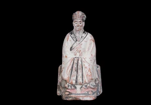 Chinesische Töpfer/ Tonfigur eines Herrschers Chinese Pottery Figure of a Ruler - Picture 1 of 5