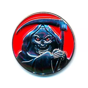 Sensenmann Gevatter Tod Grim Reaper Gothic Edel Metall Button Pin Anstecker 0154 - Bild 1 von 1
