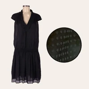 Comptoir Des Cotonniers Black Satin Dot Drop Waist Mini Dress Size 40 - Picture 1 of 9