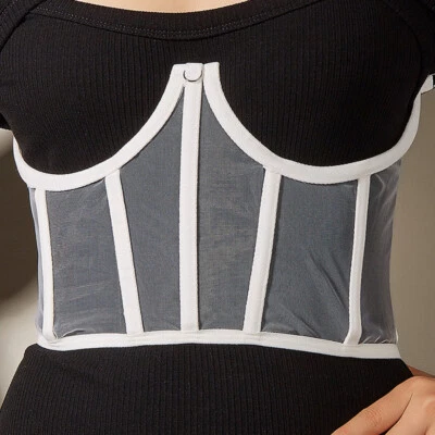 See Through Slimming Waist Belt High Waist Lace-up Decor Cummerbunds Body Shaper - Image 1 of 4