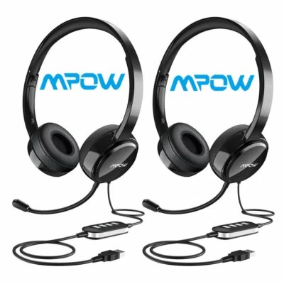 Auriculares Mpow 071 USB/3,5 mm Jack Computadora Auriculares con cable para PC Teléfono Skype Foto 1 de 4