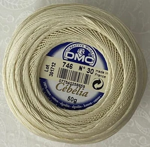 DMC Cebelia Combed Cotton Crochet Thread Size 30, 50g Ball, Colour 746 Off White - Imagen 1 de 3