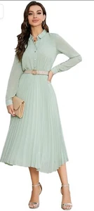 AbleTree Business Casual Long Sleeve Midi Pleated Shirt Dress Size S New + Tag - Picture 1 of 12
