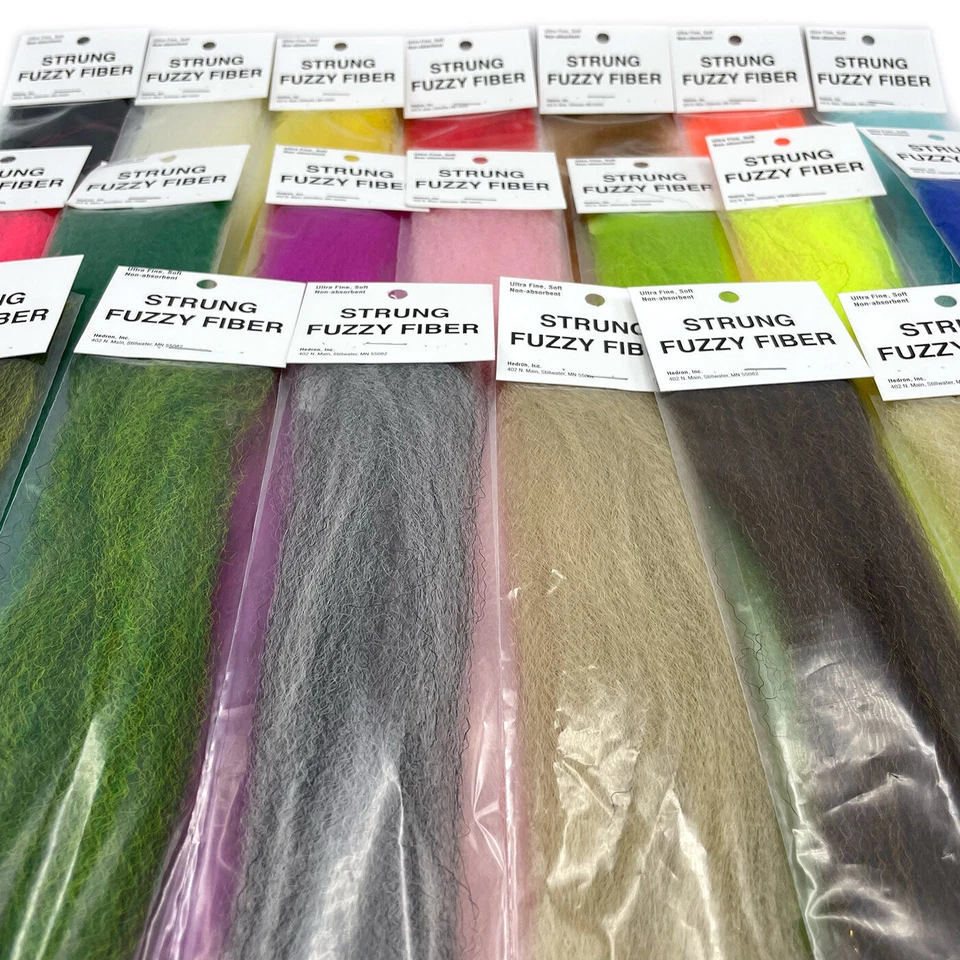 HEDRON STRUNG FUZZY FIBER - Fly Tying Synthetic Crimped Material - 21 Colors Available!