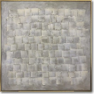 3D Textured Abstract Beige And Gray Tones Painting On Canvas Modern Minimalist - Picture 1 of 11