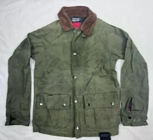 The Hunderds x Public Label Feldjacke gewachste Baumwolle kariert gefüttert Cord Reißverschluss S - Bild 1 von 21