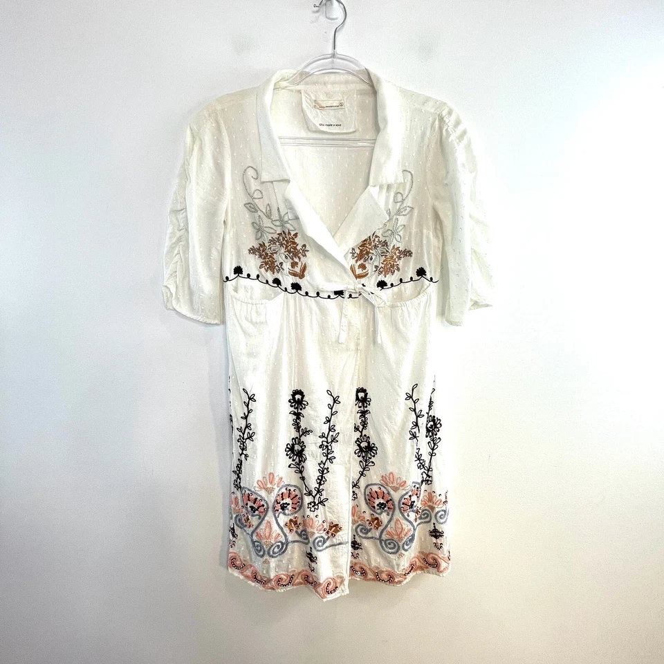 Chaqueta Top Ligera Odd Molly Talla 8 10 S 1 Blanco Algodón Cuentas Foto 1 de 4