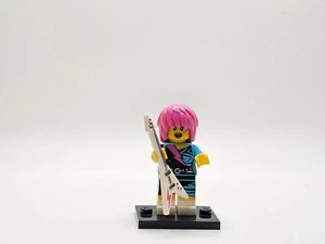 LEGO Minifigura Rocker Girl col07-15 CMF Serie 7 Rosa Pelo Blanco Guitarra - Imagen 1 de 5