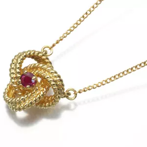 Auth Tiffany&Co. Necklace Ruby TwistKnot 18K 750 Yellow Gold - Picture 1 of 4
