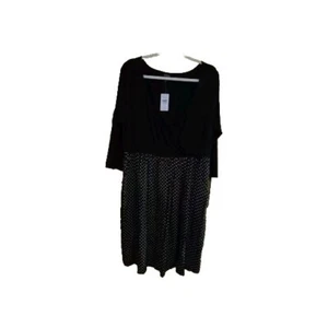 Torrid Kleid Größe 2 schwarz gepunktet Stretch Faux Wickel 3/4 Arm Dress - Bild 1 von 11