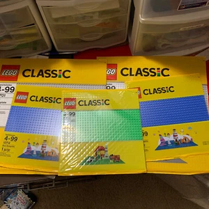 LEGO® Classic 2 Gray Baseplates 10701 | Green Baseplate 10700 | 2 Blue 10714 - Picture 1 of 1