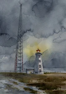 North Cape Lighthouse, Prince Edward Island Canada. James Mann Watercolor Prints - Picture 1 of 2