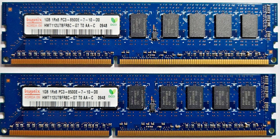 Hynix HMT112U7BFR8C-G7 2GB (2x 1GB) DDR3-1066MHz PC3-8500 ECC Unbuffered - Image 1 of 1