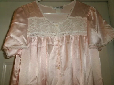 Vintage Pink Satin Christian Dior Long Nightgown with Lace Trim - Image 1 of 4