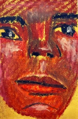 Arte extraño hombre emocional retrato dibujo arte expresivo ingenuo pintura Foto 1 de 4