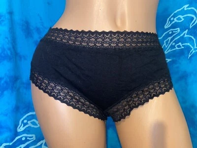 NWOT XOXO Black Lace Trim Sexy Plus Size Cheeky Tanga Nylon Panties 3X - Image 1 of 4