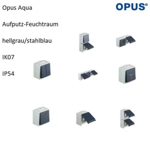 Opus Aqua Aufputz Feuchtraum AP-FR Programm grau-blau Schalter Steckdose Taster - Bild 1 von 14