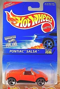 1996 Vintage Hot Wheels Blue/White Card #596 PONTIAC SALSA Orange w/3 Sp Variant - Picture 1 of 5