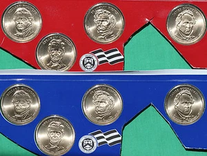 Monedas presidenciales de un dólar 2010 P D unc 8 satinadas P y D paquete blíster como nuevas de EE. UU. - Imagen 1 de 2