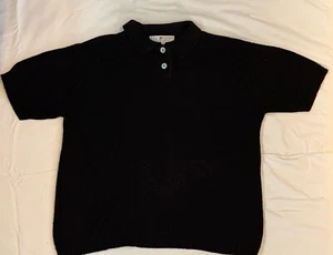 Real Clothes Saks Fifth Avenue Silk Rayon Knit Top Black Size L Made Hong Kong - Bild 1 von 6