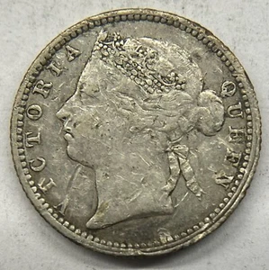 Straits Settlements 1886 10 Cents Silver Coin KM #11 - Picture 1 of 2