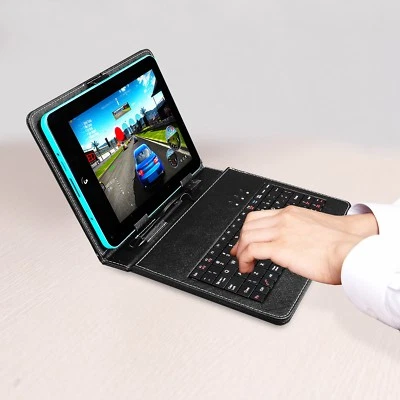 Universal USB Keyboard Folio Leather Case Stand Cover For 8/9/10 Inches Tablet - Image 1 of 4