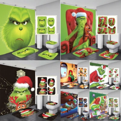 Divertido Niño Robando Navidad Cortina de Ducha Baño Inodoro Cubierta Alfombra Ducha Foto 1 de 4