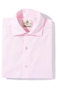 Finamore Napoli Hexie Cotton Check in Pink - Picture 1 of 4