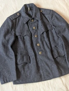 WWII 40s VTG Swiss Army Blue Wool Field Jacket Medium Pockets Militaria Heavy - Picture 1 of 10