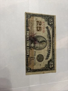1923 Dominion of Canada 25 Cent Note - Picture 1 of 2
