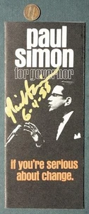 Pres. Candidate Paul Simon 1972 for Illinois Governor autograph signed brochure- - Picture 1 of 1