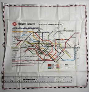 Vintage Tokyo U-Bahn Karte Taschentuch Teito Schnellverkehr Behörde Baumwolle - Bild 1 von 7