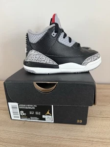 *NEW* TODDLER Baby NIKE AIR JORDAN 3 RETRO (TD) BLACK/RED-GREY (DM0968 010) 👍 - Picture 1 of 7