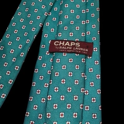Corbata vintage CHAPS Ralph Lauren para hombre - corbata de seda verde Foto 1 de 4