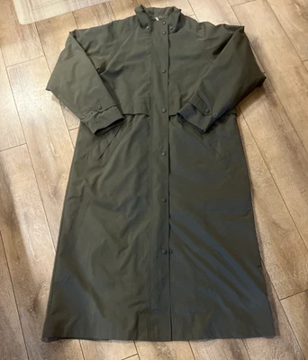 Vintage LL Bean OHJ60 Coat Women L Trench Wool Lined Jacket Olive Green No Hood - Image 1 of 4