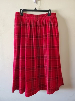 Falda midi a cuadros St. John's Bay para mujer L pana elástica cintura trasera roja/multi Foto 1 de 4