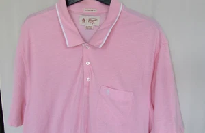 Camiseta Polo Original Penguin Munsingwear Rosa Blanco Borde XXL Heritage Calce Ajustado - Imagen 1 de 12