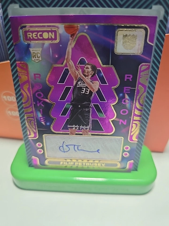 2023-24 Recon Filip Petrusev Rookie Recon Purple Auto /49 - Image 1 of 3