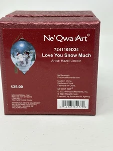 Ne' Qwa Art Hand Painted Glass Ornament "I Love You Snow Much” 2024 New In Box!! - Picture 1 of 5