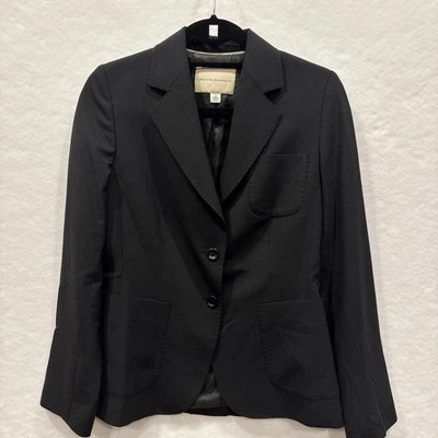 Traje Blazer Banana Republic Mujer Negro Mezcla Lana Dos Botones Elástico Talla 4 Foto 1 de 4