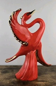 Art Nouveau Pottery Swan Red Glazed Ceramics MCM Cali USA - Picture 1 of 9