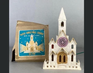 Vintage Paper Christmas Church CL-110 made in Japan - Picture 1 of 8
