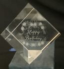 Happy Birthday 3d Etched Crystal Ornament Gift