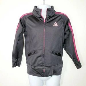 Adidas Niñas 3T Chaqueta Negra Calentamiento Cremallera Detalle Rosa - Imagen 1 de 9