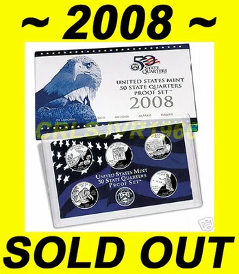 2008-S US Mint State Quarters Proof Set Hawaii Alaska New México  Arizona Coins - Image 1 of 4