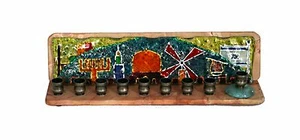 Jerusalem Stone & Glass Menorah Jerusalem Skyline Windmill Koresh Israel - Picture 1 of 1