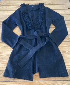 Michael Simon Women’s 100% Wool Floral detail jacket size M Black O7 - Picture 1 of 9