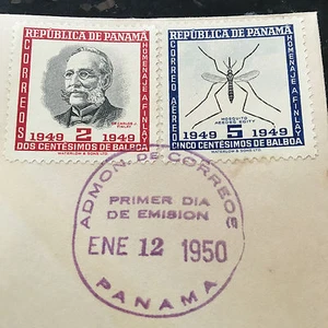 PANAMA Carlos Finlay MD Yellow Fever RARE First Day Cover 2 & 5 Cent Stamps FDC - Picture 1 of 3