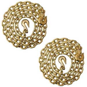 2PK Falcon Cargo 3/8" X 10' G70 Tow Chain Transport Binder 6,600 LBS Grab Hooks - Picture 1 of 7
